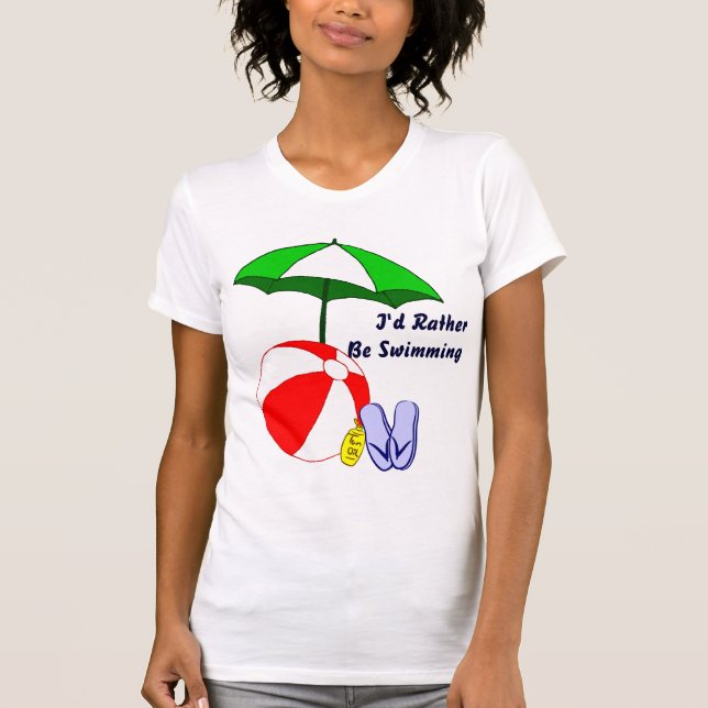 Camiseta Más Bien Bañarse Beach Ball Tee De Paraguas (Anverso)