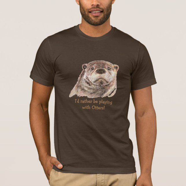 Camiseta Más bien jugar con nutrias, animales de la camada (Anverso)