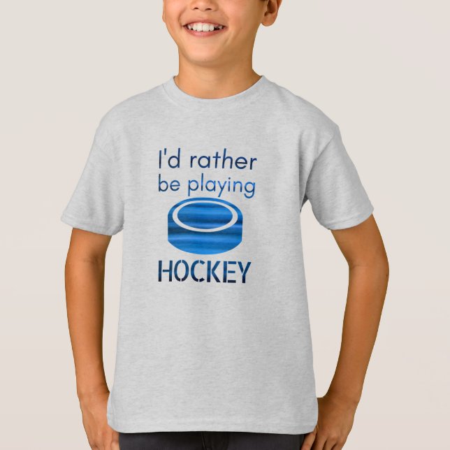 Camiseta Más bien jugar - jugador de hockey azul velero (Anverso)