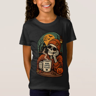 Camiseta Más Café Por Favor Esqueleto Otoño Espeluznante Mo