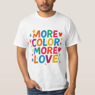 Camiseta Más Color Más Amor Tipografía Divertida Arcoíris
