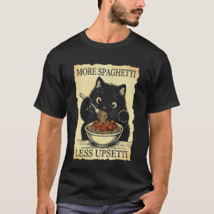 Camiseta Más Espaguetis Menos Gato Disgustado Comiendo Past