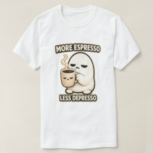 Camiseta Más Espresso Menos Depresso Personaje de Café Ador