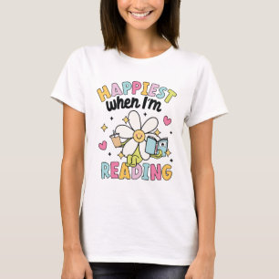 Camiseta Más feliz cuando estoy leyendo un libro de lectura