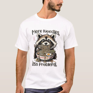 Camiseta Más fideos menos problemas mapache comiendo ramen