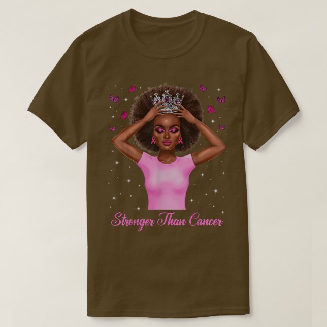 Camiseta Más fuerte que el cáncer de mama Reina negra (Diseño del anverso)