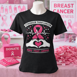 Camiseta Más fuerte que el cáncer Lazo rosa Esperanza Lucha