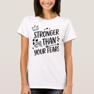 Camiseta Más Fuerte Que Tus Miedos Caprichosa a Mano Letra 