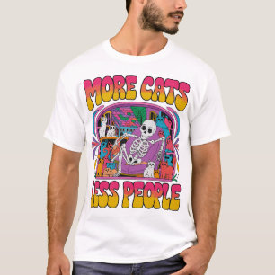 Camiseta Más gatos menos gente gracioso Skeleton con gatito