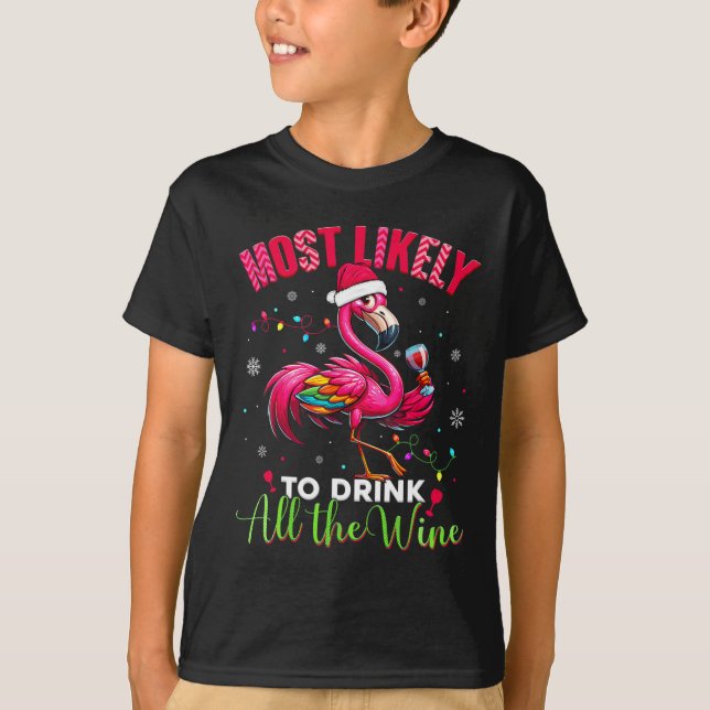 Camiseta Más Probable De Beber Navidades Flamingo Mujeres (Anverso)