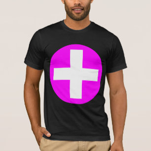 Camiseta Más Rótulo en blanco con Magenta