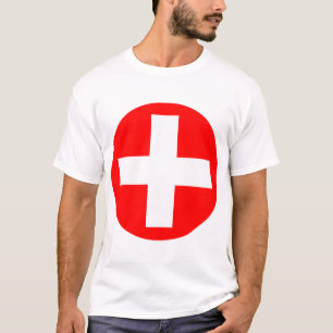 Camiseta Más Rótulo en blanco con rojo