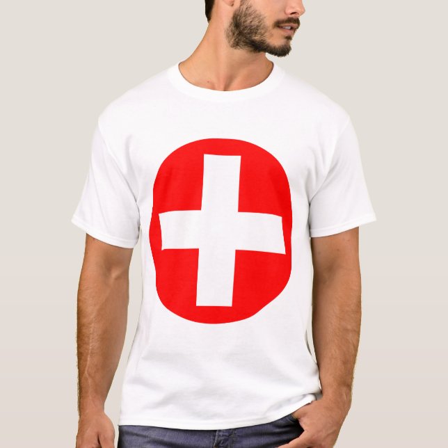 Camiseta Más Rótulo en blanco con rojo (Anverso)