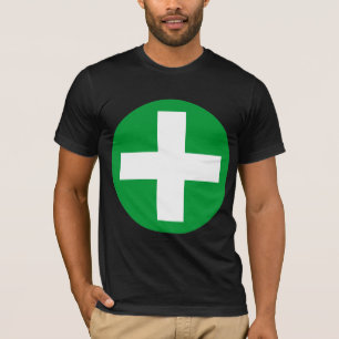 Camiseta Más Rótulo en blanco con verde