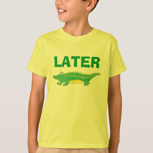 Camiseta Más tarde Gator Green Yellow Alligator Tee Shirt (Anverso)