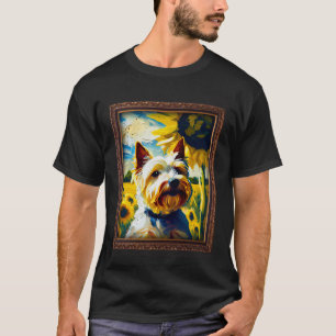Camiseta Más Terrier Pintando Flores De Girasol Mujeres Mad
