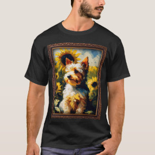 Camiseta Más Terrier Pintando Flores De Girasol Mujeres Mad