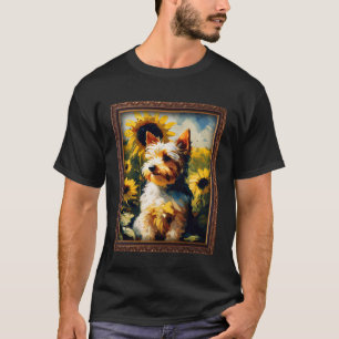 Camiseta Más Terrier Pintando Flores De Girasol Mujeres Mad