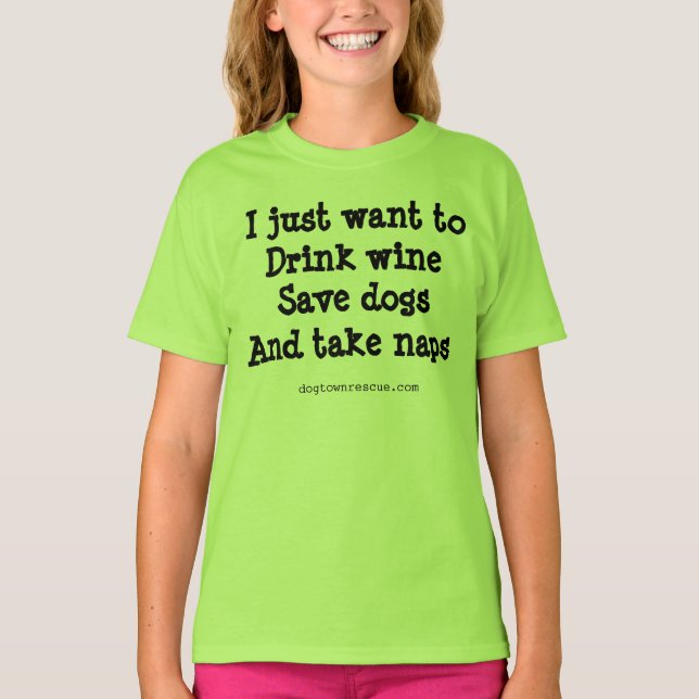Camiseta ¡Más vino, más perros, más siestas! (Anverso)