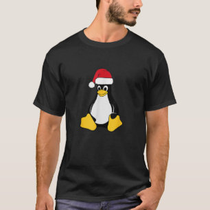 Camiseta Masa Linux Tux el Pingüino Santa Hat Nerd C