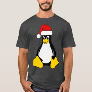 Camiseta Masa Linux Tux el Pingüino Santa Hat Nerd Geek