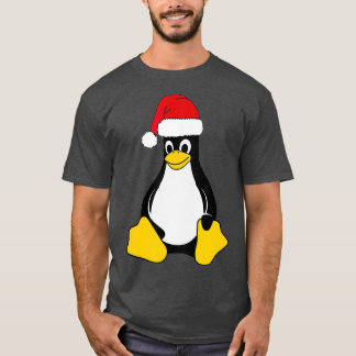 Camiseta Masa Linux Tux el Pingüino Santa Hat Nerd Geek