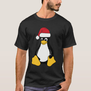 Camiseta Masa Linux Tux El Pingüino Santa Hat Nerd Geek C
