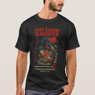Camiseta Masacre de Sake Sashimi - Cartel de Terror Japonés