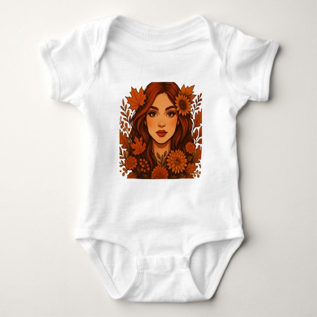 Camiseta Masaje de otoño - Mujer con flores de otoño (Anverso)