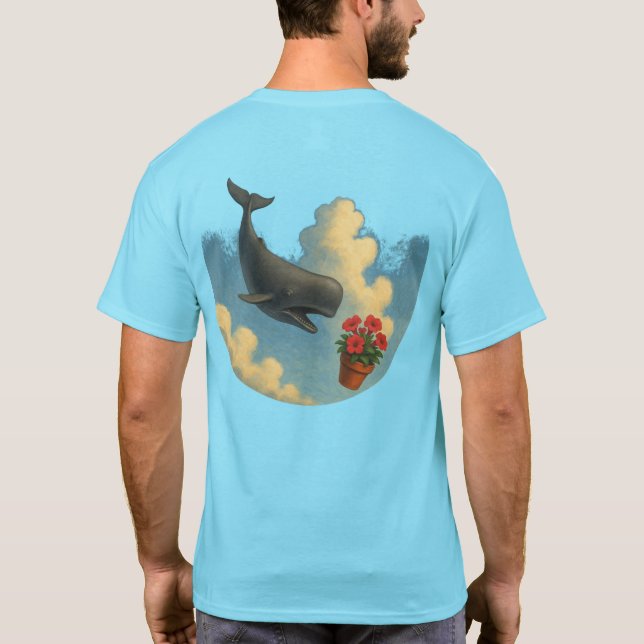 Camiseta Masc. Whale And Bowl Of Petunias - Back (Reverso)