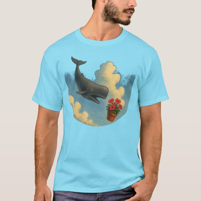 Camiseta Masc. Whale And Bowl Of Petunias - Front (Anverso)