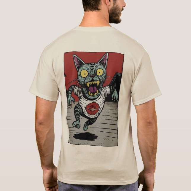 Camiseta Masc. Zombie Runner Cat - Back (Reverso)