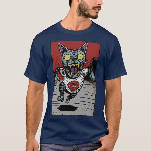 Camiseta Masc. Zombie Runner Cat - Front (Anverso)