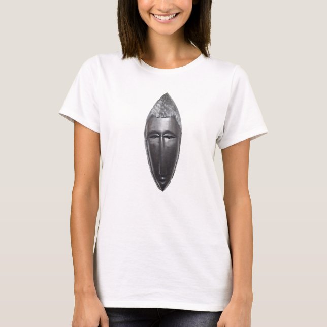 Camiseta máscara africana negra abstracta (Anverso)