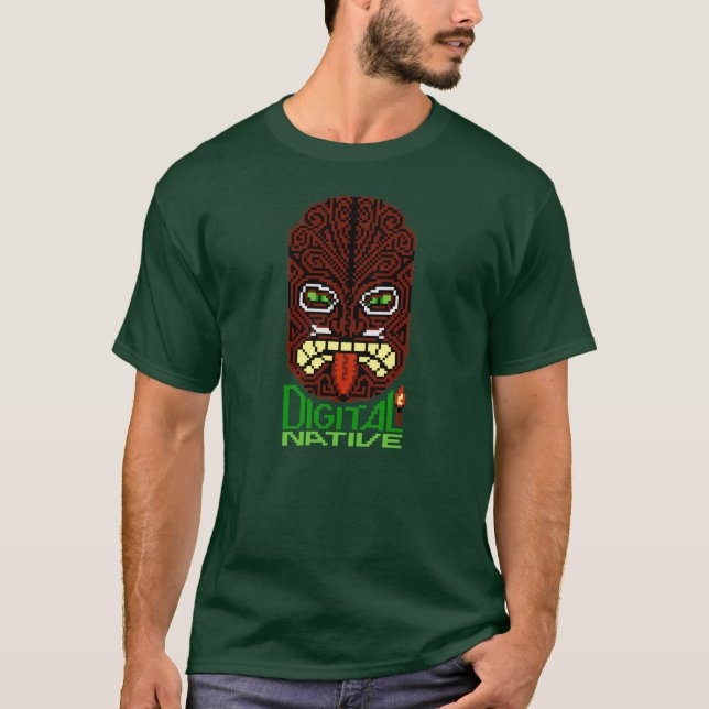 Camiseta Máscara de 8 bits nativa del isleño de Tiki del (Anverso)