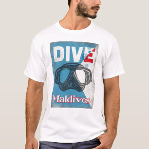 Camiseta Máscara de buceo scuba de las Maldivas vintage