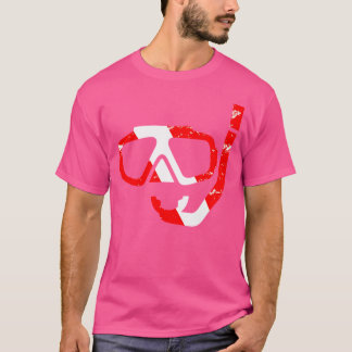 Camiseta Máscara de buceo y snorkel bandera de buzo abajo b