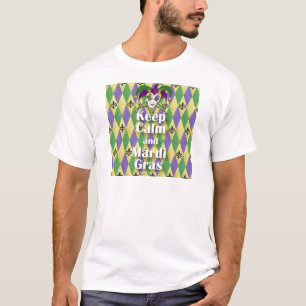 Camiseta Máscara de Bufón Mantén la Calma y Mardi Gras