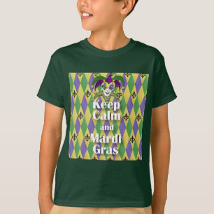 Camiseta Máscara de Bufón Mantén la Calma y Mardi Gras