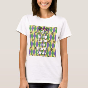 Camiseta Máscara de Bufón Mantén la Calma y Mardi Gras