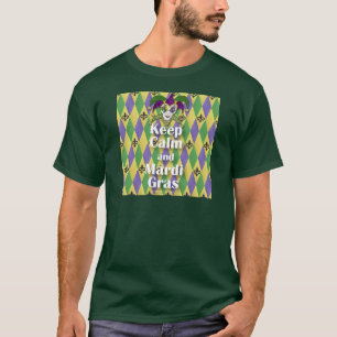 Camiseta Máscara de Bufón Mantén la Calma y Mardi Gras