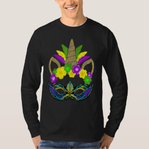 Camiseta Máscara de Bufón Unicornio Lindo Disfraz de Fiesta