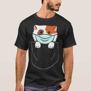 Camiseta Mascara de cara animal de bolsillo del gato en el 
