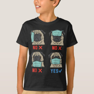 Camiseta Máscara de cara de Pug Graciosa Cuarentena de dist