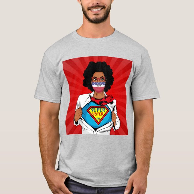 Camiseta Máscara de cara de voto Super votante LWV (Anverso)