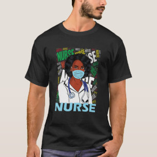 Camiseta Máscara de cara uniforme de enfermera negra para m