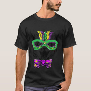 Camiseta Máscara de Carnaval Cara de Gato Mardi Gras Acuare