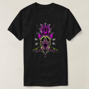 Camiseta máscara de carnaval de color verde y negro espeluz