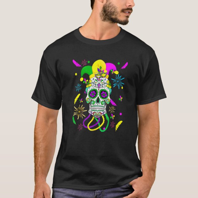 Camiseta Máscara de carnaval de cráneo de azúcar Gorra Mard (Anverso)