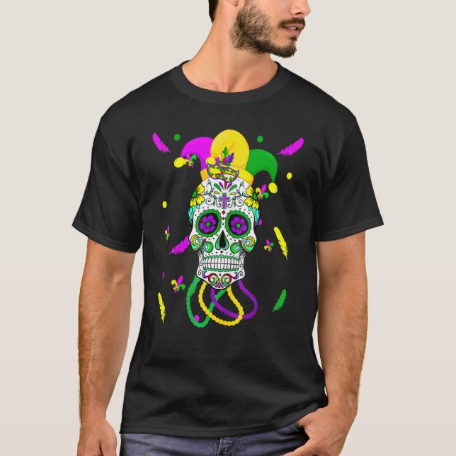 Camiseta Máscara de carnaval de cráneo de azúcar Gorra Mard (Anverso)